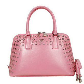 2014 Prada Saffiano Leather Spring Hinge Two-Handle Bag BL0837 pink - Click Image to Close